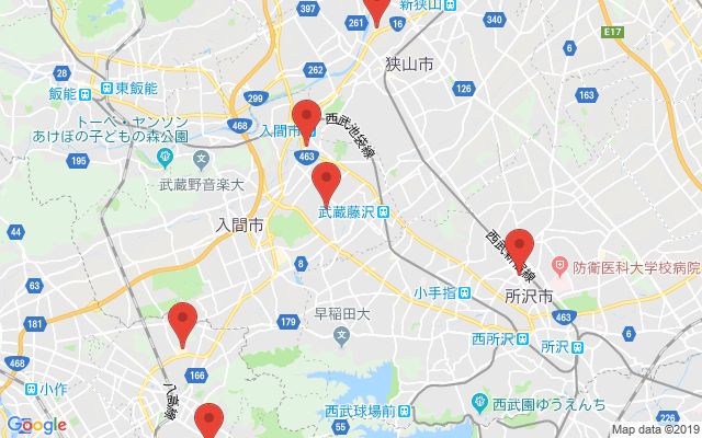 入間の保険相談窓口のマップ